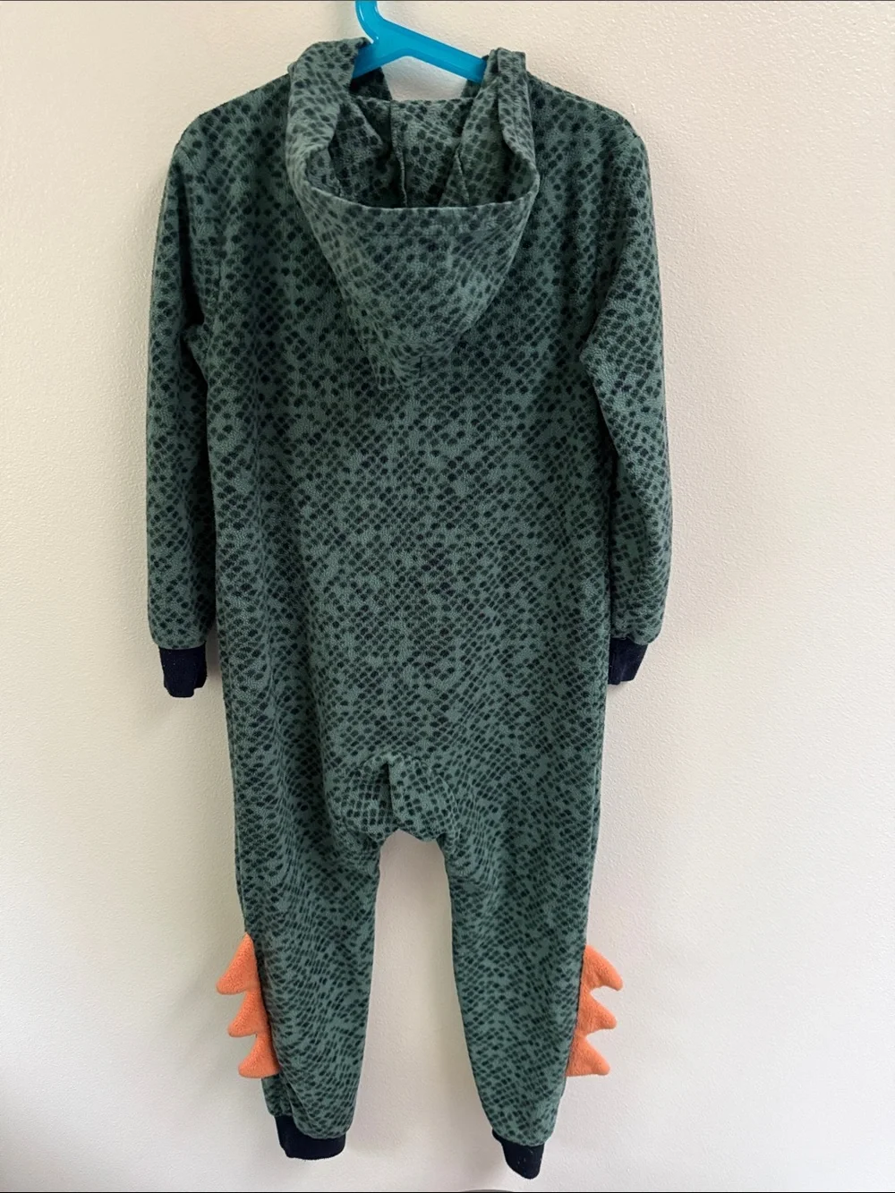 Cat & Jack Green Dino Hooded One-Piece with Orange Accents